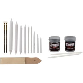 SoHo Urban Artist Graphite and Charcoal Drawing Powders - 15 Grams & Creative Mark Complete Charcoal and Pastel Blending Set