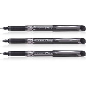 Pilot 019585 Hi-Tecpoint V7 Grip Pen (Black - Pack of 3)