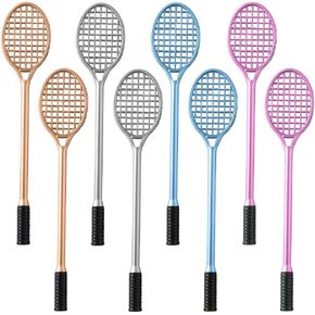 JKJF 8 PCS Tennis Racket Shaped Rollerball Pens Creative Tennis Racket Gel Ink Pen Novelty Sports Pens for School Office Stationery Writing Supplies - 0.5mm Black