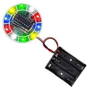 Create idea Soldering Project DIY Electronic Kits Circuit Board Practice Kit Colorful LED Spinning Wheel Rotate with Music for Adults Kids Beginners Friends