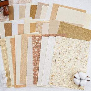 30 Sheets Textured Scrapbook Paper Assorted Set - Mixed Special Craft Paper for Scrapbooking Junk Journaling Supplies Bullet Journal Planner Collage Card Embellishments 5.8x8.3 Inch A5 (Warm Earth)