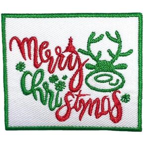 Merry Christmas Iron-on Patches for Clothes, Punk Embroidered Badge Iron/Sew on Applique Repair Patch, DIY Accessories for Clothes Jeans Backpacks Jackets