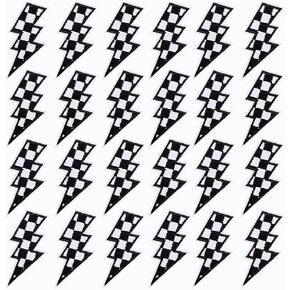 24 PCS Checkered Lightning Iron On Bolt Racing Embroidery Patch for Decorative Hats Bags Jackets