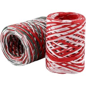 2 لفات من شريط ورق الرافية لعيد الميلاد للحرف اليدوية، شريط ورق الرافية بطول 656 قدم، سلاسل ورقية ملونة للأقواس وباقات التعبئة والتغليف لتزيين حفلات عيد الميلاد in Kuwait