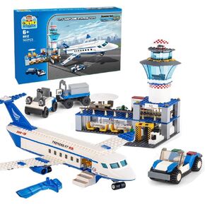 QLT QIAOLETONG City Airplane Station Building Kits Toys,STEM Building Sets for Kids, with Helicopter/Airport/Passenger/Lorry Truck/Car, Best Gift for 6-12 Boys Girls (582 Pieces)