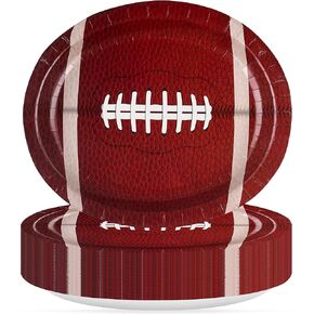 50 PCS Football Party Supplies Oval Paper Plates Large 10.4" Disposable American Rugby Sport Platters, for Football Birthday Party Football Gameday Tailgate Party Decorations