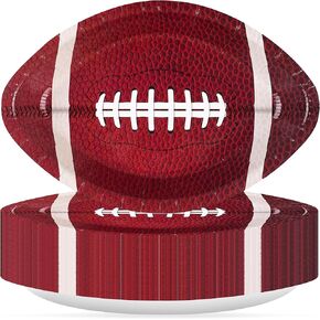 50 PCS Football Party Supplies Oval Paper Plates Large 10.4" Disposable American Rugby Sport Platters, for Football Birthday Party Football Gameday Tailgate Party Decorations