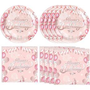 40PCS Rose Gold Party Decorations Pink Rose Gold Theme Disposabl Tableware Happy Birthday Party Plates Napkins for Girls Women 13th 16th 18th 21st 30th 40th 50th Birthday Party Supplies
