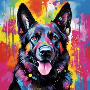 5D Diamond Painting Kits for Adults Kids, Full Drill Paint with Diamonds, Diamond Cross Stitch Arts Craft Handmade Gifts for Home Decor ，Colorful dog German Shepherd,30 * 30cm