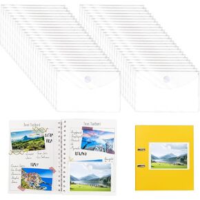 30Pcs Clear Adhesive Pockets Sleeves 3 x 5 Plastic Labels Holders self adhesive Self Sticky Pockets with Closure Plastic index card Holders stick Adhesive Corner Pockets for Note Cards Office Supplies