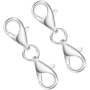 925 Sterling Silver Lobster Clasp Double Lobster Claw Clasps Necklace Extender Necklace Clasps and Closures for Jewelry Making (Made in Italy)