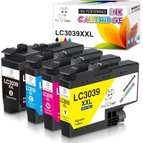 Miss Deer LC3039 LC3039XXL Ink Cartridges Replacement for Brother LC3039 XXL LC-3039BK LC3037 LC3037BK,Work for Brother MFC-J5945DW MFC-J6945DW MFC-J5845DW MFC-J6545DW(4 Pack)