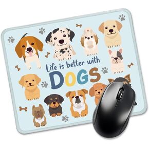 Life is Better with Dogs Rectangular Mouse Pad, Cute Dog Mouse Mat Gift for Women Sister Friend Coworker Dog Lover Dog Mom, Christmas Birthday Gift for Dog Mom, New Job Gift for Daughter