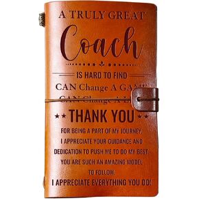 Hiipeenow Coach Appreciation Gifts for Men Women, Leather Travel Journal 140 Pages Presents, Baseball Softball Soccer Basketball Swim Football Coach Gifts, Christmas Birthday Thanksgiving Gifts