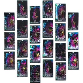 DICOSMETIC 22Pcs Tarot pendants 22 Styles Good Luck Charms Black Acrylic Pendants Vintage Magic Charms 22 Major Arcana Pendants for DIY Jewelry Making, Hole: 1.8mm