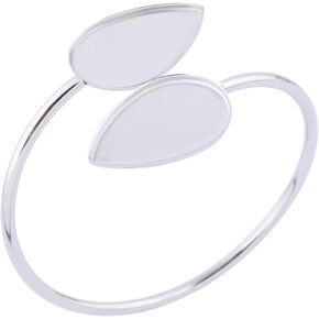 5pcs Stainless Steel 18x25mm Teardrop Cabochon Bracelet Setting Blanks DIY Adjustable Bangle Bezel Trays for Jewelry Making (Two Teardrop)