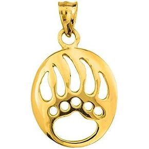 Animal Kingdom Fine 10k Yellow Gold Cut-Out Bear Paw Charm Pendant