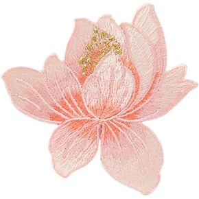 Multicolor 8 * 8 cm Lotus 5 Flowers Iron-On Flower Patches, Lotus Patch, Flower Embroidery Patch for T-Shirts, Clothing, Home Textiles, Backpacks. (Apricot)