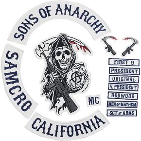 Sons of Patch Anarchy Biker Motorcycle Back Patches Iron On Embroidered SOA Patches Kids Size 25cm
