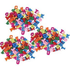 Zerodis Wooden Letters Buttons,300Pcs DIY Craft Colorful Wooden Buttons Children Education Supplies for Clothes Sewing Scrapbooking Art