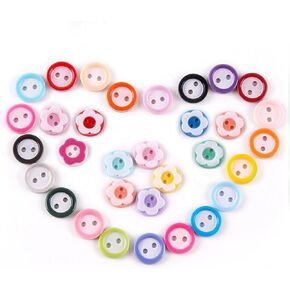 800Pcs Mixed Color Resin Flower and Round 2-Hole Buttons for Shirts, Sweaters, and DIY Crafts