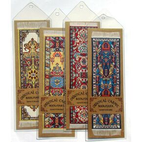 Oriental Rug Carpet Bookmarks (Set of 4) Assorted Designs- Beautiful, Elegant, High Quality, Woven Cloth Bookmarks!