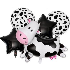 5PCS Cow Foil Balloons Cow Shape Mylar Foil Balloon Baby Shower One 1st Birthday Barnyard Farm Animal Theme Party Decorations