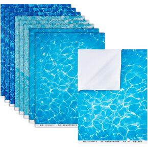 BENECREAT 9 Sheets 3 Styles Model House Floorboard Paper Sticker, Coated Paper Water Ripples Sticker Self Adhesive Wall Stickers for DIY 1/12 1/6 Scale Dolls House Decor, 3 Sheets/Style