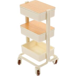 Abaodam Cute Little Cart Dining Car Rack Dollhouse Furniture Accessories Dollhouse Rolling Cart Mini Trolley Model for Miniature Dollhouse Accessories Tiny House Decoration Photo Propsa
