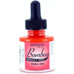Dr. Ph. Martin's Bombay India Ink (10BY) Ink Bottle, 1.0 oz, Bright Red, 1 Bottle