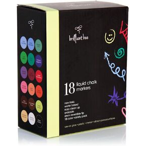 Mega Pack of Liquid Chalk Markers, Reversible Chisel and Round Tip, Use For Menus, Bistro Boards, Storefront Windows (18)