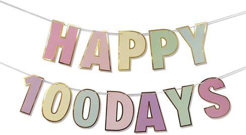 لافتة MFULHUBA Happy 100 Day، لافتة حروف ملونة على شكل معكرون لتزيين حفلات عيد الميلاد الـ 100 in Kuwait