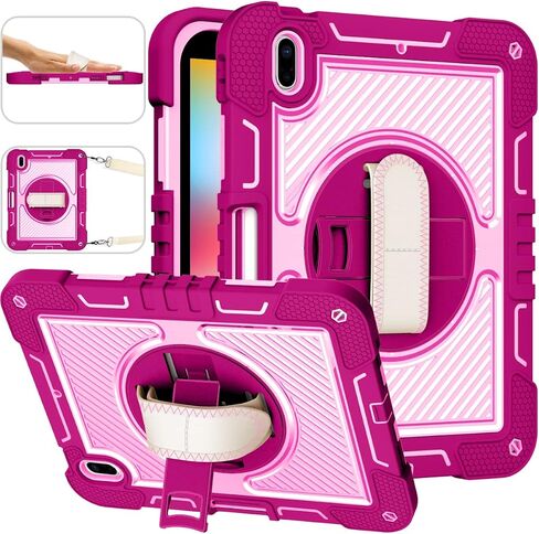 حافظة Dteck iPad الجيل العاشر 10.9 بوصة 2022 مع حامل أقلام بأجنحة الفراشة، غطاء حماية متين وشديد التحمل للأطفال البنات لجهاز iPad الجيل العاشر 10.9 بوصة 2022، وردي in Kuwait