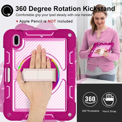 حافظة Dteck iPad الجيل العاشر 10.9 بوصة 2022 مع حامل أقلام بأجنحة الفراشة، غطاء حماية متين وشديد التحمل للأطفال البنات لجهاز iPad الجيل العاشر 10.9 بوصة 2022، وردي in Kuwait