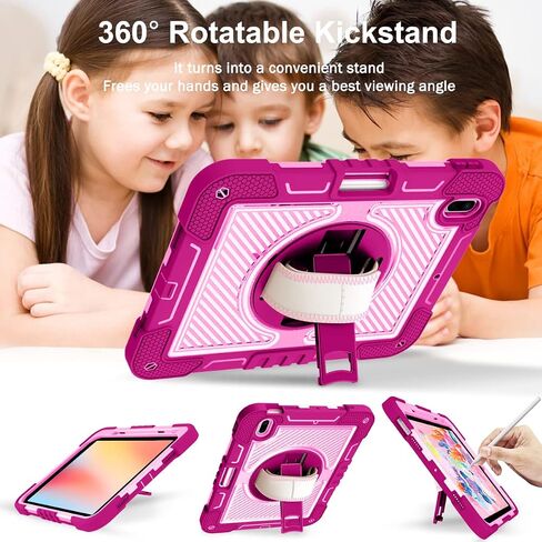 حافظة Dteck iPad الجيل العاشر 10.9 بوصة 2022 مع حامل أقلام بأجنحة الفراشة، غطاء حماية متين وشديد التحمل للأطفال البنات لجهاز iPad الجيل العاشر 10.9 بوصة 2022، وردي in Kuwait