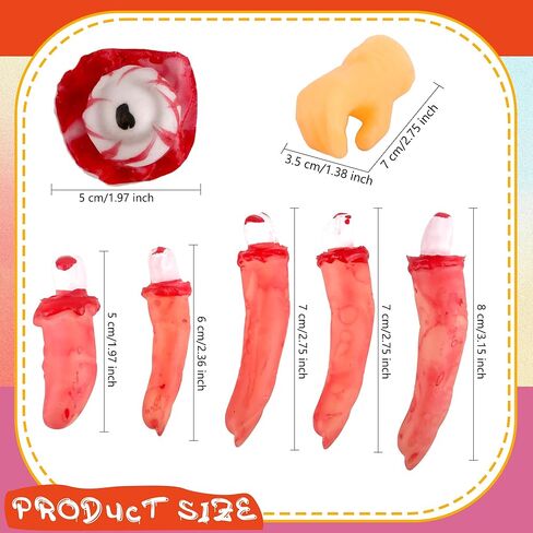 12 قطعة من أجزاء جسم الهالوين البلاستيكية المزيفة والأيدي المقطوعة والأصابع المكسورة والعيون وأجهزة الجسم للهالوين المسكون بالمنزل ومصاصي الدماء والزومبي وديكورات الحفلات in Kuwait