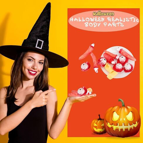 12 قطعة من أجزاء جسم الهالوين البلاستيكية المزيفة والأيدي المقطوعة والأصابع المكسورة والعيون وأجهزة الجسم للهالوين المسكون بالمنزل ومصاصي الدماء والزومبي وديكورات الحفلات in Kuwait