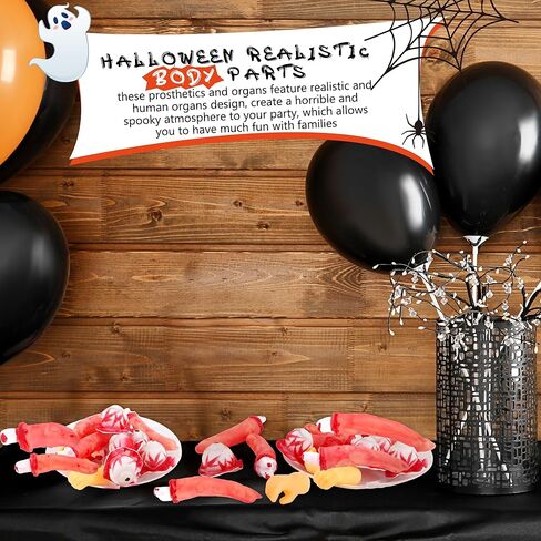 12 قطعة من أجزاء جسم الهالوين البلاستيكية المزيفة والأيدي المقطوعة والأصابع المكسورة والعيون وأجهزة الجسم للهالوين المسكون بالمنزل ومصاصي الدماء والزومبي وديكورات الحفلات in Kuwait