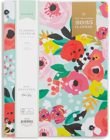 Blue Sky Day Designer 2025 Monthly Planner Calendar, January 2025 - December 2025, 8.5" x 11", Clear Flexible Cover, Stapled Binding, Secret Garden Mint in Kuwait