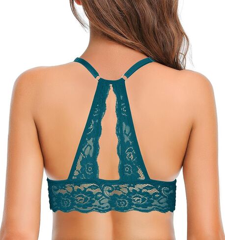 SHEKINI Lace Floral Bra Padded Breathable Racerback Wire Free Sexy Bralette in Kuwait