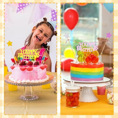 6 Sets Happy Birthday Cake Bunting Topper, Birthday Banner Star Cake Topper Garland Party Decorations for Birthday Party Decors Favors Supplies in Saudi Arabia
