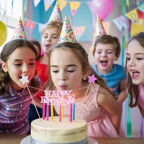 6 Sets Happy Birthday Cake Bunting Topper, Birthday Banner Star Cake Topper Garland Party Decorations for Birthday Party Decors Favors Supplies in Saudi Arabia