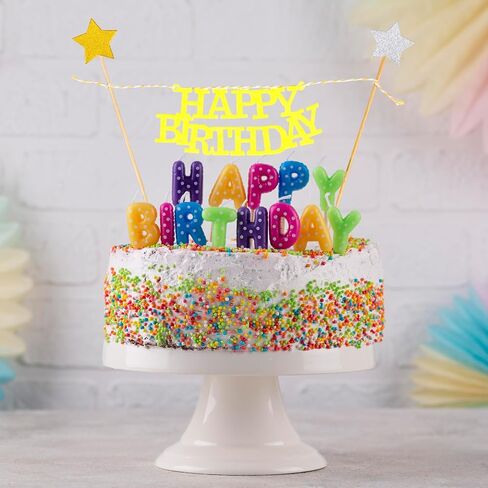 6 Sets Happy Birthday Cake Bunting Topper, Birthday Banner Star Cake Topper Garland Party Decorations for Birthday Party Decors Favors Supplies in Saudi Arabia