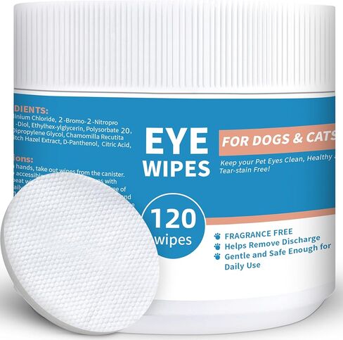 Dog Eye Wipes - 120Ct Tear Stain Remover for Dogs and Cats - 3.15" Presoaked Eye Wash Pads - Unscented Pet Eye Wipes for Remove Discharge and Crust in Saudi Arabia