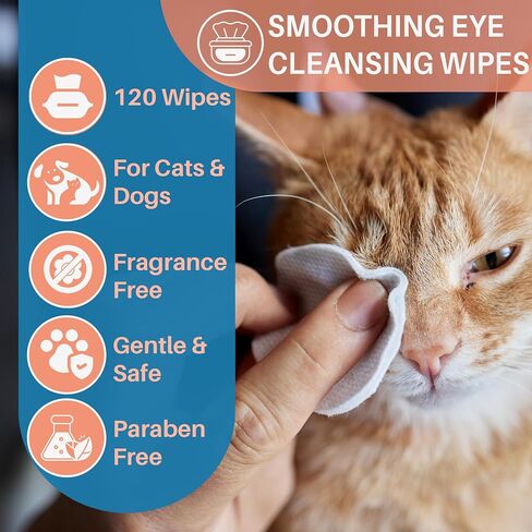 Dog Eye Wipes - 120Ct Tear Stain Remover for Dogs and Cats - 3.15" Presoaked Eye Wash Pads - Unscented Pet Eye Wipes for Remove Discharge and Crust in Saudi Arabia