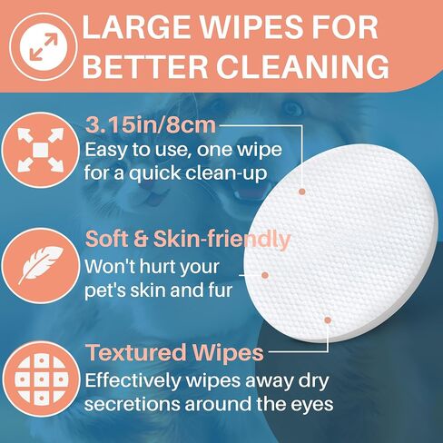Dog Eye Wipes - 120Ct Tear Stain Remover for Dogs and Cats - 3.15" Presoaked Eye Wash Pads - Unscented Pet Eye Wipes for Remove Discharge and Crust in Saudi Arabia