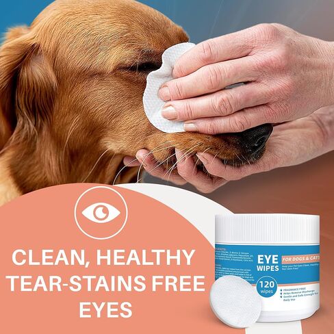 Dog Eye Wipes - 120Ct Tear Stain Remover for Dogs and Cats - 3.15" Presoaked Eye Wash Pads - Unscented Pet Eye Wipes for Remove Discharge and Crust in Saudi Arabia
