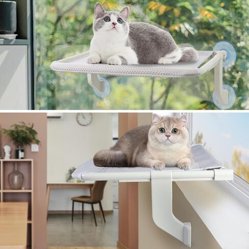 2-in-1 Cat Window Perch for Large Indoor Cats, Cat Window Hammock for Window with Solid Metal Frame, Cat Window Seat, Window Cat Perch Bed for Cats Inside, Cat Window Bed Shelf for Windowsill, Bedside in Saudi Arabia