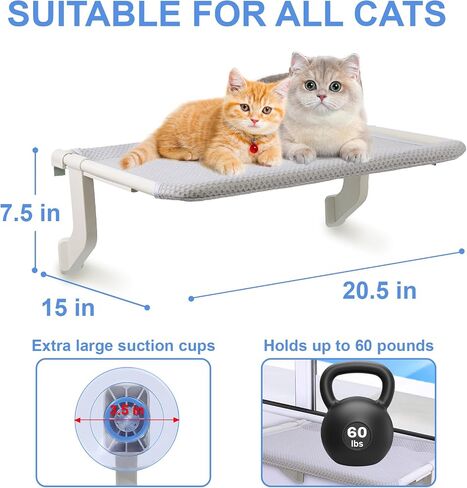 2-in-1 Cat Window Perch for Large Indoor Cats, Cat Window Hammock for Window with Solid Metal Frame, Cat Window Seat, Window Cat Perch Bed for Cats Inside, Cat Window Bed Shelf for Windowsill, Bedside in Saudi Arabia