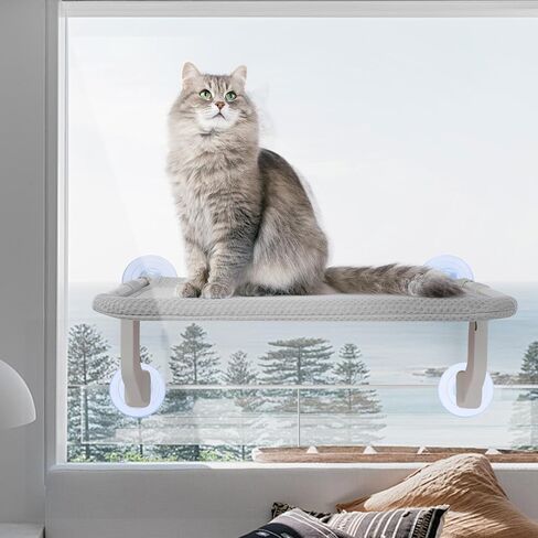 2-in-1 Cat Window Perch for Large Indoor Cats, Cat Window Hammock for Window with Solid Metal Frame, Cat Window Seat, Window Cat Perch Bed for Cats Inside, Cat Window Bed Shelf for Windowsill, Bedside in Saudi Arabia